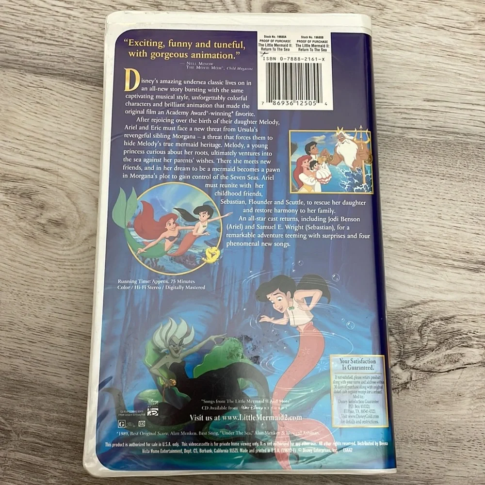 The Little Mermaid II Return to the Sea- VHS Movie - 2000 Animated Disney Movie